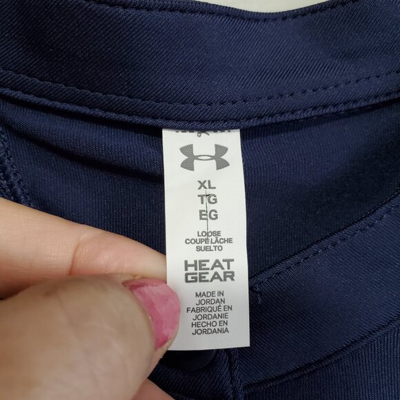 NWOT UNDER ARMOUR Performance Golf Polo Shirt Collarless SS Navy Blue Women's XL - Picture 8 of 11